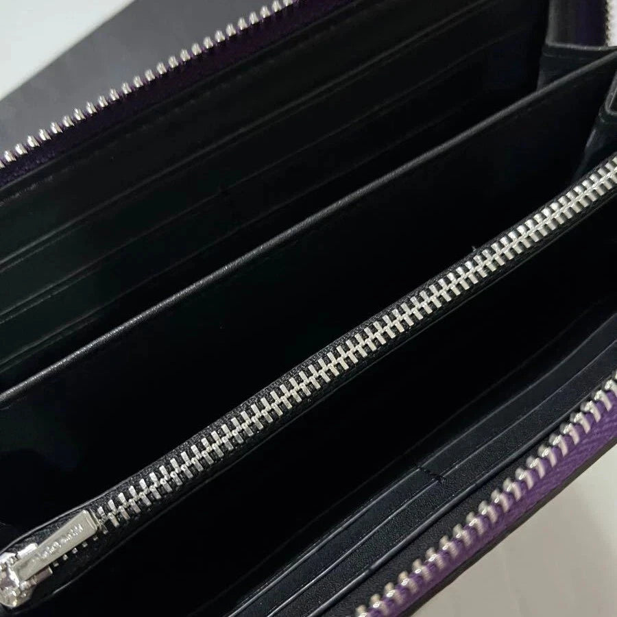 Coach Long Round Zip Wallet with Strap – Purple Signature C4452 – New
