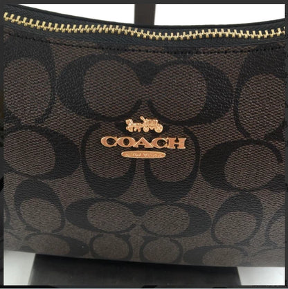 COACH Teri Shoulder Bag CA548 – Signature Coated Canvas Black/Brown – New
